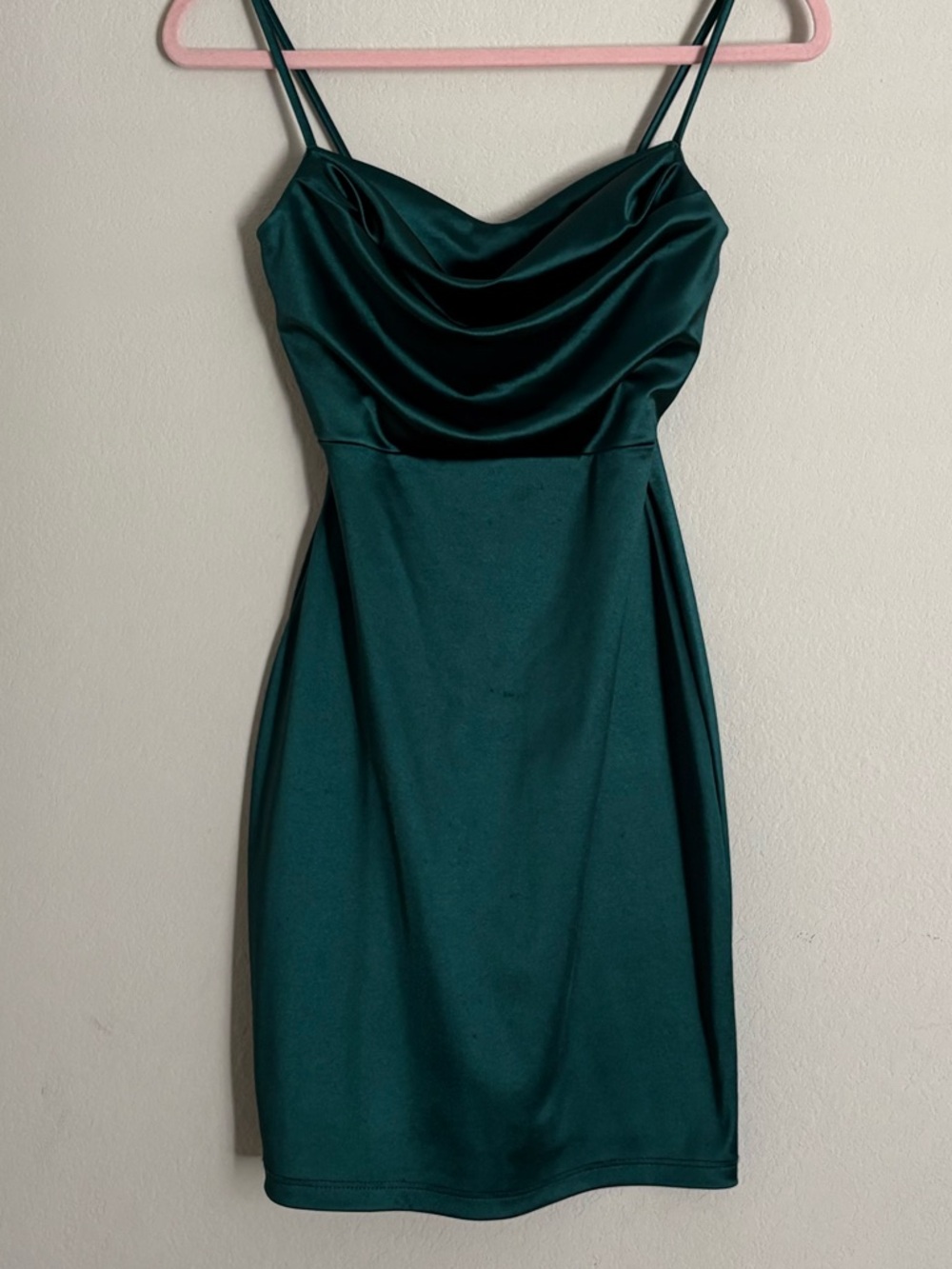 Windsor Emerald Satin Cowl Mini Dress